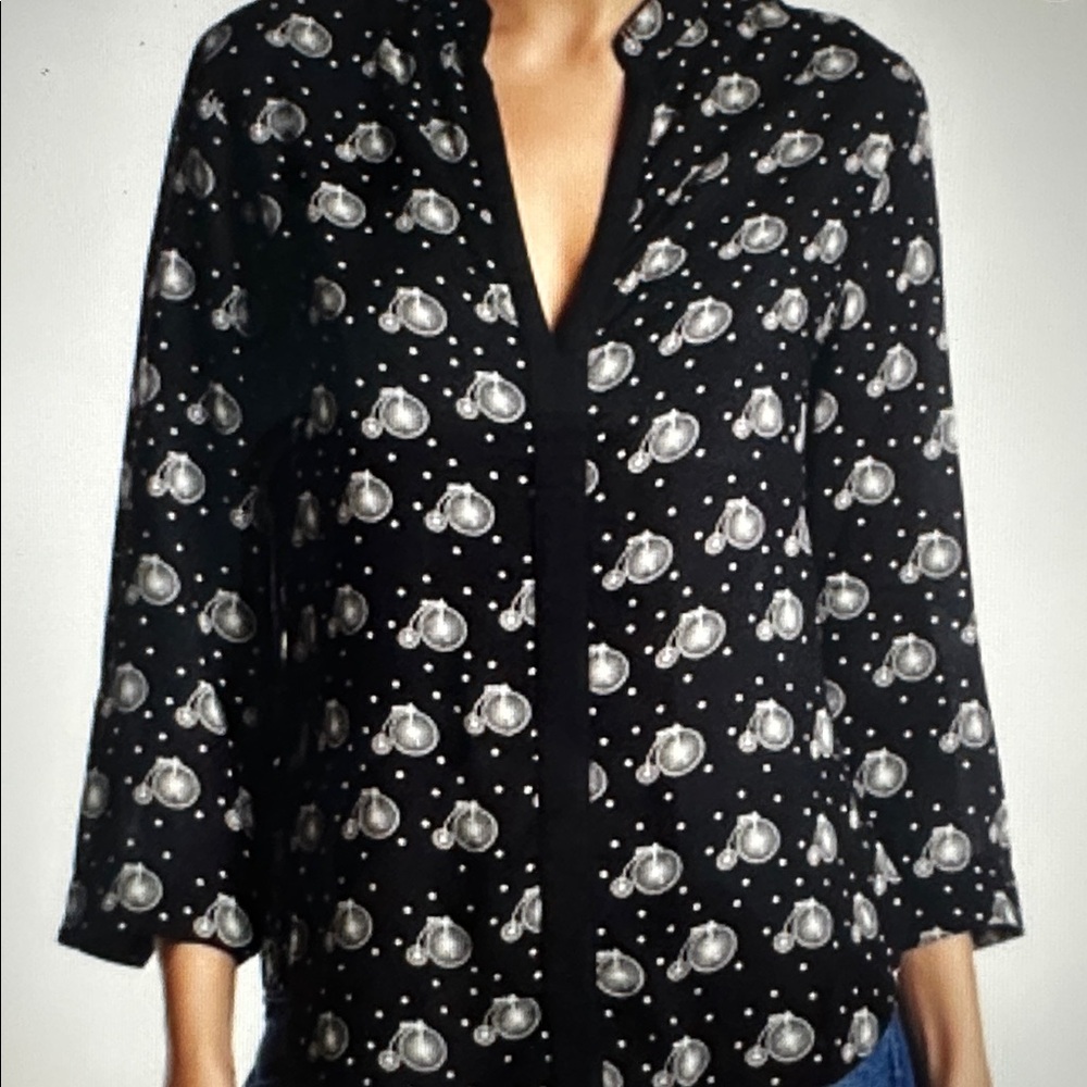 Oat + Fawn Bicycle Print Blouse